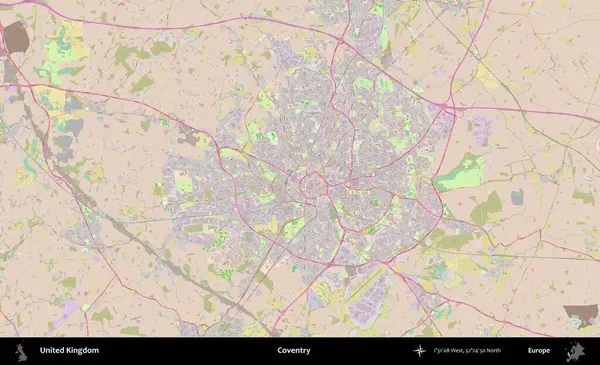 Coventry. OpenStreetMap Standart biçim haritasında Birleşik Krallık 'ın idari alanı