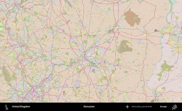 Doncaster 'da. OpenStreetMap Standart biçim haritasında Birleşik Krallık 'ın idari alanı