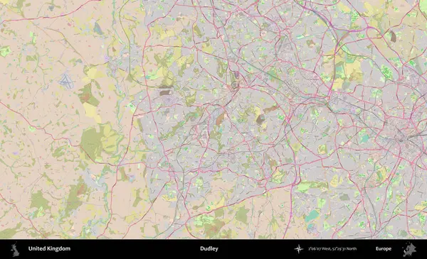 Dudley. OpenStreetMap Standart biçim haritasında Birleşik Krallık 'ın idari alanı