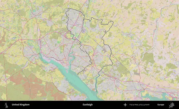 Eastleigh 'de. Birleşik Krallık 'ın bir OpenStreetMap Standart biçim haritasında özetlenmiş idari alanı
