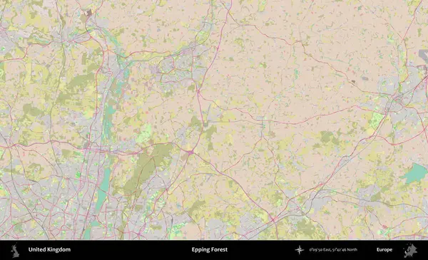 Epping Ormanı. OpenStreetMap Standart biçim haritasında Birleşik Krallık 'ın idari alanı