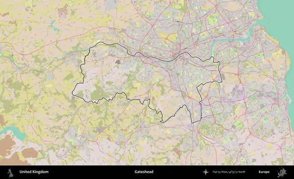 Kapıbaşı. Birleşik Krallık 'ın bir OpenStreetMap Standart biçim haritasında özetlenmiş idari alanı