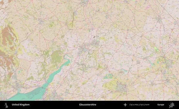 Gloucestershire 'da. OpenStreetMap Standart biçim haritasında Birleşik Krallık 'ın idari alanı