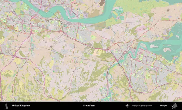 Gravesham. OpenStreetMap Standart biçim haritasında Birleşik Krallık 'ın idari alanı
