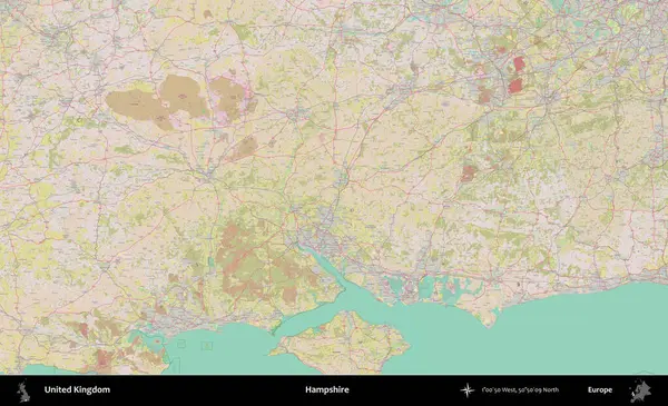Hampshire. OpenStreetMap Standart biçim haritasında Birleşik Krallık 'ın idari alanı