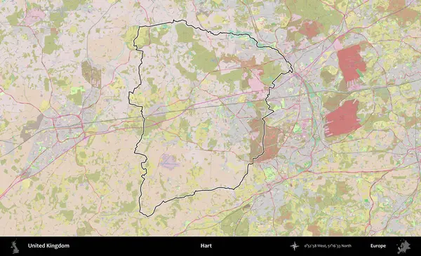 - Hart. Birleşik Krallık 'ın bir OpenStreetMap Standart biçim haritasında özetlenmiş idari alanı