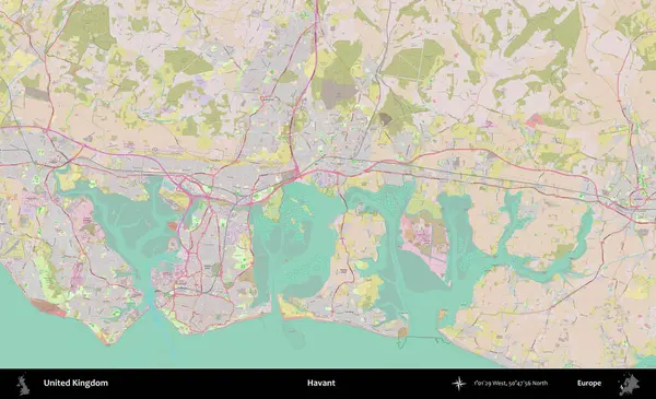 Havant. OpenStreetMap Standart biçim haritasında Birleşik Krallık 'ın idari alanı