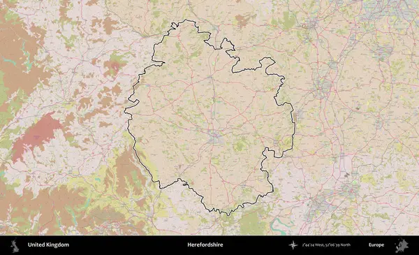 Burada, Dshire 'da. Birleşik Krallık 'ın bir OpenStreetMap Standart biçim haritasında özetlenmiş idari alanı