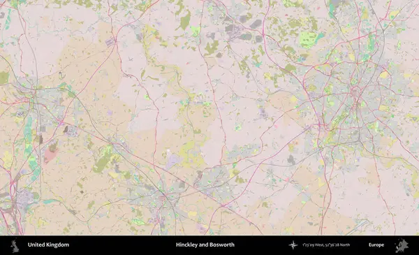 Hinckley ve Bosworth. OpenStreetMap Standart biçim haritasında Birleşik Krallık 'ın idari alanı