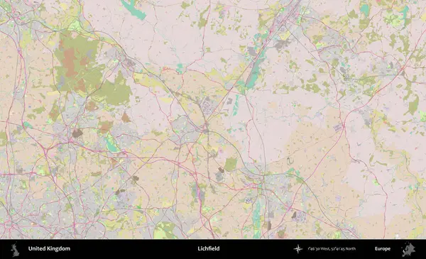 Lichfield 'da. OpenStreetMap Standart biçim haritasında Birleşik Krallık 'ın idari alanı