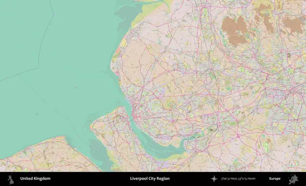 Liverpool Şehri Bölgesi. OpenStreetMap Standart biçim haritasında Birleşik Krallık 'ın idari alanı