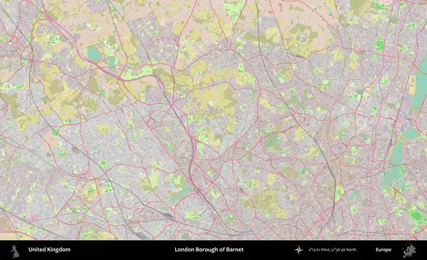 Londra Barnet İlçesi. OpenStreetMap Standart biçim haritasında Birleşik Krallık 'ın idari alanı