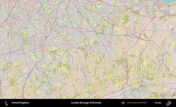 Bromley 'in Londra ilçesi. OpenStreetMap Standart biçim haritasında Birleşik Krallık 'ın idari alanı