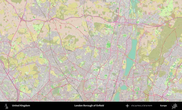 Londra Enfield İlçesi. OpenStreetMap Standart biçim haritasında Birleşik Krallık 'ın idari alanı