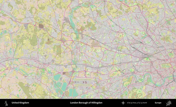 Londra Hillingdon İlçesi. OpenStreetMap Standart biçim haritasında Birleşik Krallık 'ın idari alanı