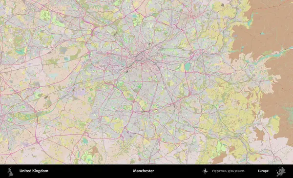 Manchester mı? OpenStreetMap Standart biçim haritasında Birleşik Krallık 'ın idari alanı
