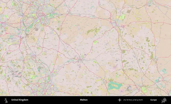 Melton. OpenStreetMap Standart biçim haritasında Birleşik Krallık 'ın idari alanı
