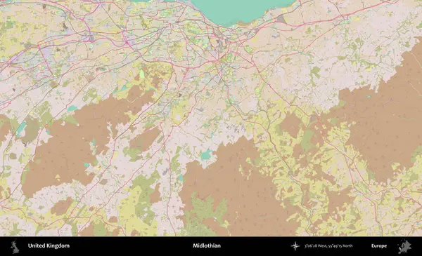 Midlothian. OpenStreetMap Standart biçim haritasında Birleşik Krallık 'ın idari alanı