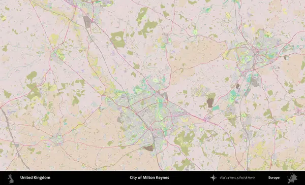 Milton Keynes şehri. OpenStreetMap Standart biçim haritasında Birleşik Krallık 'ın idari alanı