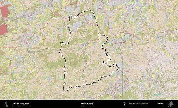 Köstebek Vadisi. Birleşik Krallık 'ın bir OpenStreetMap Standart biçim haritasında özetlenmiş idari alanı