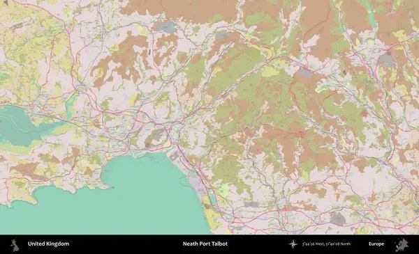 Talbot Limanı 'nın yanında. OpenStreetMap Standart biçim haritasında Birleşik Krallık 'ın idari alanı