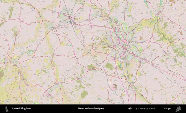 Adı Newcastle-under-Lyme. OpenStreetMap Standart biçim haritasında Birleşik Krallık 'ın idari alanı