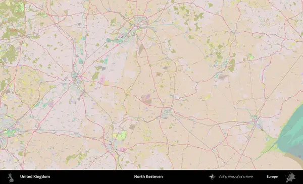 Kuzey Kesteven. OpenStreetMap Standart biçim haritasında Birleşik Krallık 'ın idari alanı