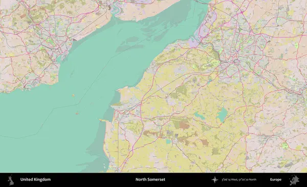 Kuzey Somerset. OpenStreetMap Standart biçim haritasında Birleşik Krallık 'ın idari alanı