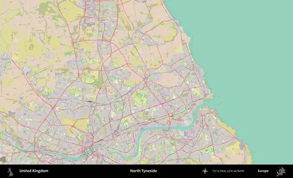 Kuzey Tyneside. OpenStreetMap Standart biçim haritasında Birleşik Krallık 'ın idari alanı