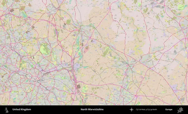 Kuzey Warwickshire. OpenStreetMap Standart biçim haritasında Birleşik Krallık 'ın idari alanı