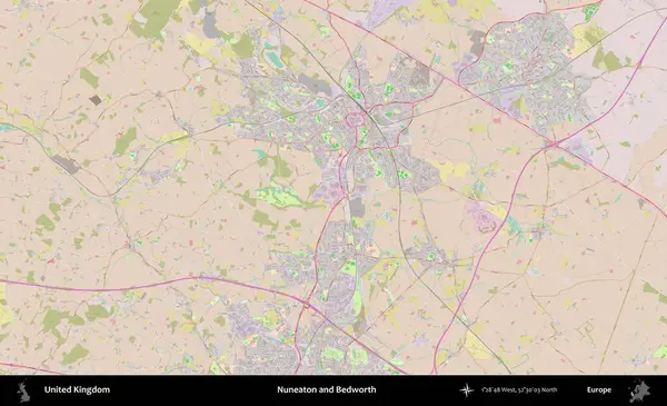 Nuneaton ve Bedworth. OpenStreetMap Standart biçim haritasında Birleşik Krallık 'ın idari alanı