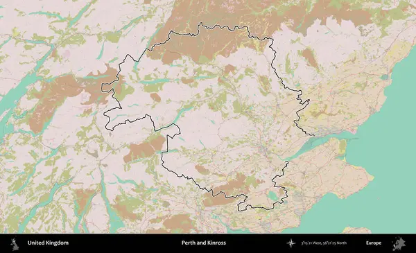 Perth ve Kinross. Birleşik Krallık 'ın bir OpenStreetMap Standart biçim haritasında özetlenmiş idari alanı