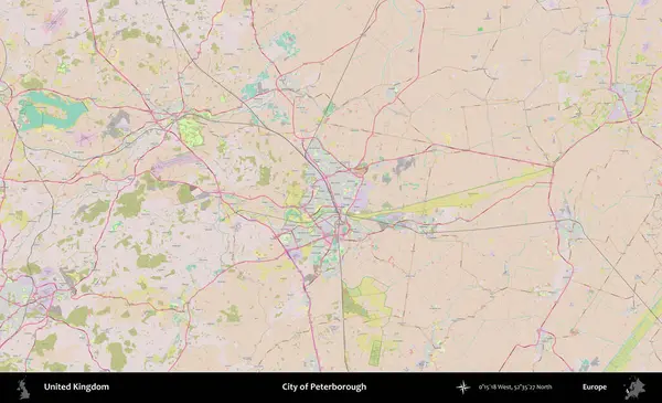 Peterborough şehri. OpenStreetMap Standart biçim haritasında Birleşik Krallık 'ın idari alanı
