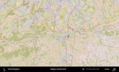 Reigate ve Banstead. OpenStreetMap Standart biçim haritasında Birleşik Krallık 'ın idari alanı