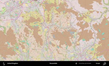 Rossendale 'de. OpenStreetMap Standart biçim haritasında Birleşik Krallık 'ın idari alanı