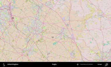 Ragbi. OpenStreetMap Standart biçim haritasında Birleşik Krallık 'ın idari alanı