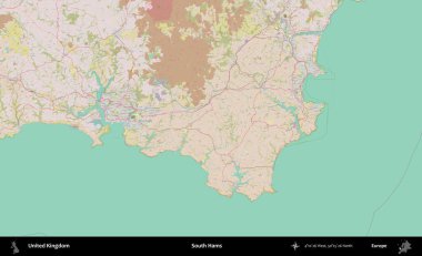 South Hams 'da. OpenStreetMap Standart biçim haritasında Birleşik Krallık 'ın idari alanı
