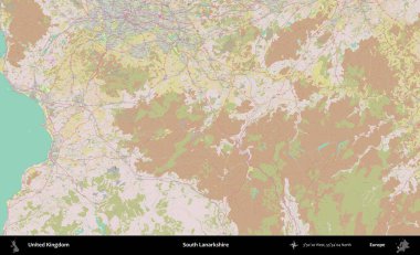 Güney Lanarkshire. OpenStreetMap Standart biçim haritasında Birleşik Krallık 'ın idari alanı