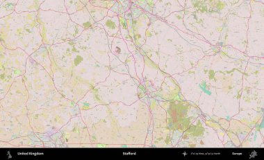 Stafford. OpenStreetMap Standart biçim haritasında Birleşik Krallık 'ın idari alanı