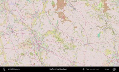 Staffordshire bozkırları. OpenStreetMap Standart biçim haritasında Birleşik Krallık 'ın idari alanı