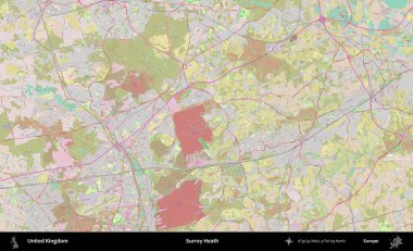 Surrey Heath. OpenStreetMap Standart biçim haritasında Birleşik Krallık 'ın idari alanı