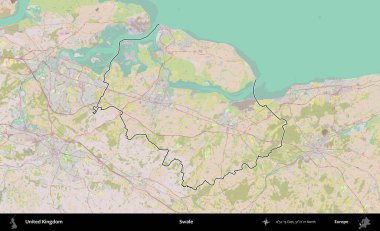 Swale. Birleşik Krallık 'ın bir OpenStreetMap Standart biçim haritasında özetlenmiş idari alanı
