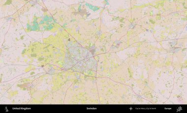Swindon. OpenStreetMap Standart biçim haritasında Birleşik Krallık 'ın idari alanı