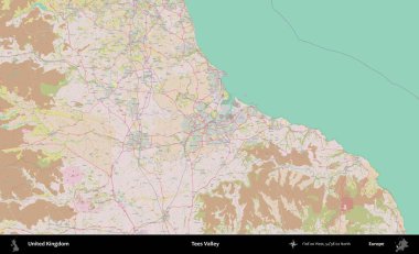 Tees Valley 'de. OpenStreetMap Standart biçim haritasında Birleşik Krallık 'ın idari alanı