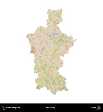 Test vadisi. Birleşik Krallık 'ın idari alanı OpenStreetMap Standart biçim haritasında beyazda izole edildi