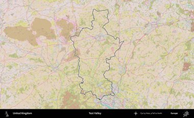 Test vadisi. Birleşik Krallık 'ın bir OpenStreetMap Standart biçim haritasında özetlenmiş idari alanı