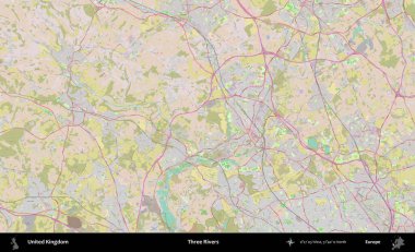 Üç Nehir. OpenStreetMap Standart biçim haritasında Birleşik Krallık 'ın idari alanı