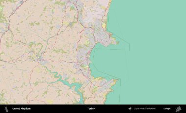 Torbay. OpenStreetMap Standart biçim haritasında Birleşik Krallık 'ın idari alanı