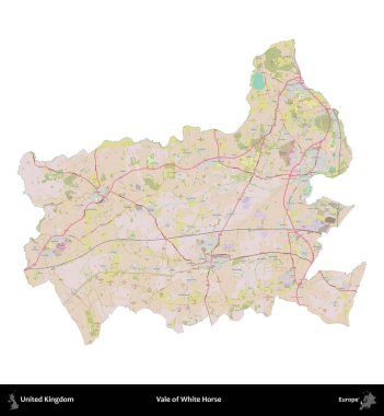 Beyaz At Vadisi. Birleşik Krallık 'ın idari alanı OpenStreetMap Standart biçim haritasında beyazda izole edildi