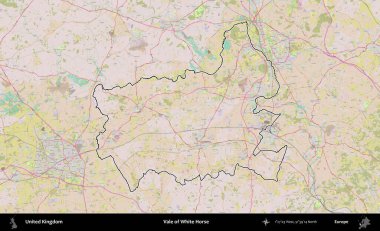 Beyaz At Vadisi. Birleşik Krallık 'ın bir OpenStreetMap Standart biçim haritasında özetlenmiş idari alanı